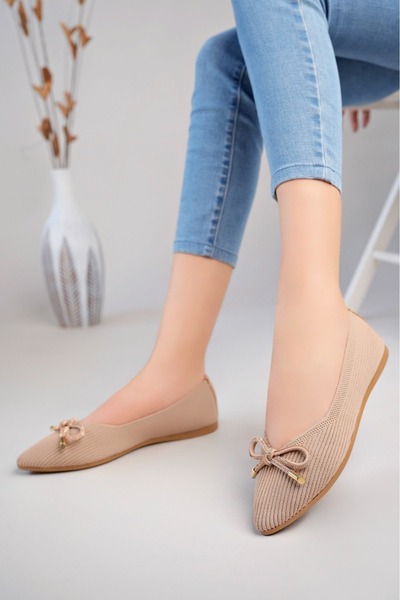 Neva'nın Butiği أحذية راقصة الباليه النسائية ذات تفاصيل القوس، أحذية الباليه المنزلية، أحذية الباليه المهر