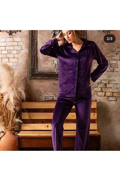 Sude HOMEWEAR SUDE WOMEN VELVET SHIRT PJM TKM PURPLE