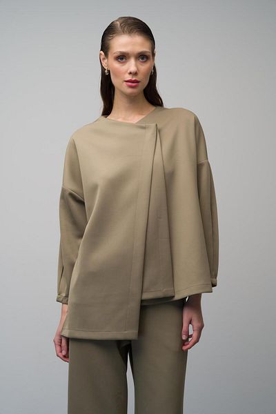 Olcay Set jachetă și pantaloni cu mânecă joasă VERDE - 9262-TK
