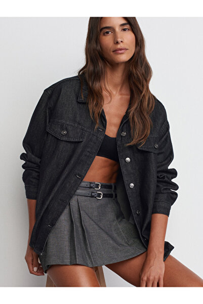 Dilvin 50738 Rins Wash Black Oversize Denim Shirt