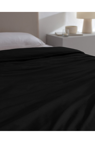Madame Coco Manon King Size 100% Cotton Ranforce Plain Duvet Cover - Black