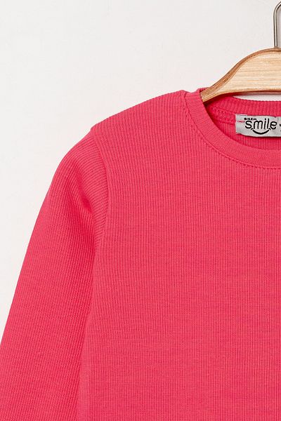 Smile Kids 1-5 Years Baby Girl Fuchsia Sweatshirt - Stitched Sleeve and Skirt - 3545-1