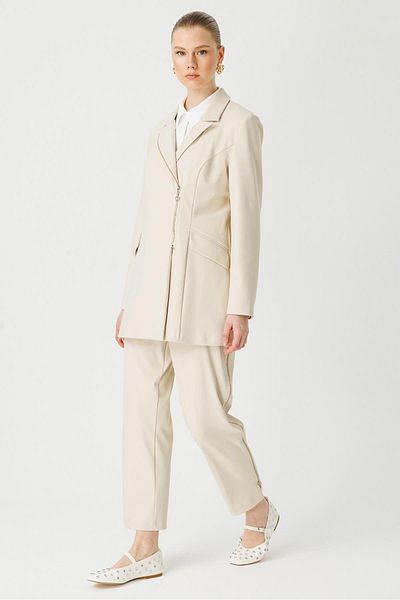 Ghisa Stone Color Zippered Jacket and Trousers Set