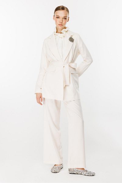 Ghisa Stone Colored Linen Suit Set