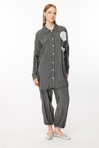 Ghisa Striped Suit Black