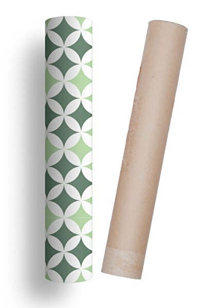 Bigaimaj Yeşil Beyaz Mutfak Tezgah Arası Kendinden Yapışkanlı Folyo Kaplama Fayans Taş Desen 60cm X 100cm