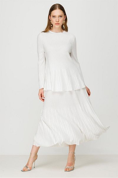 Ghisa Knitwear Set Ecru Silver