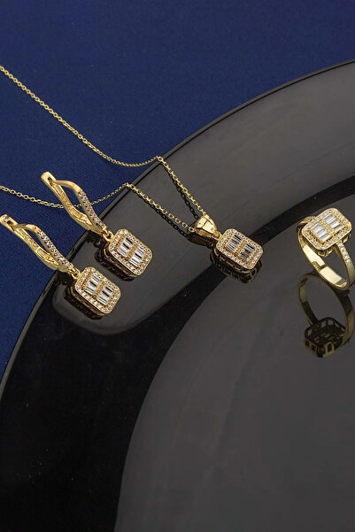 Else Silver Zarif Tasarım Baget Taşlı Gümüş Takı Seti