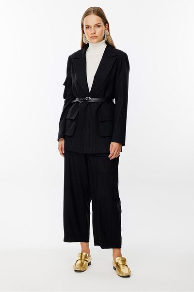 Ghisa Navy Blue Belted Suit Set