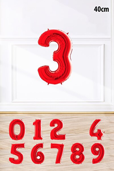 PEKSHOP Red Number 3 Foil Balloon Red Age Balloon Number Balloons 16 Inch 40 cm