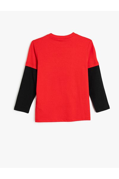 Koton Cotton Long Sleeve Dinosaur T-Shirt - Crew Neck