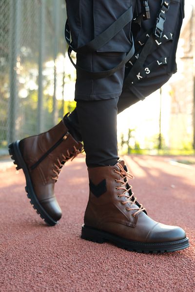Riccon Tan Leather Men's Boots 0012347