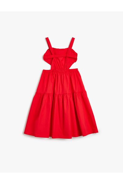 Koton Cotton Strap Dress - Ruffle and Window Detail