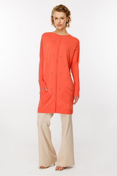 Ghisa Orange Bead Embroidered Knitwear Tunic