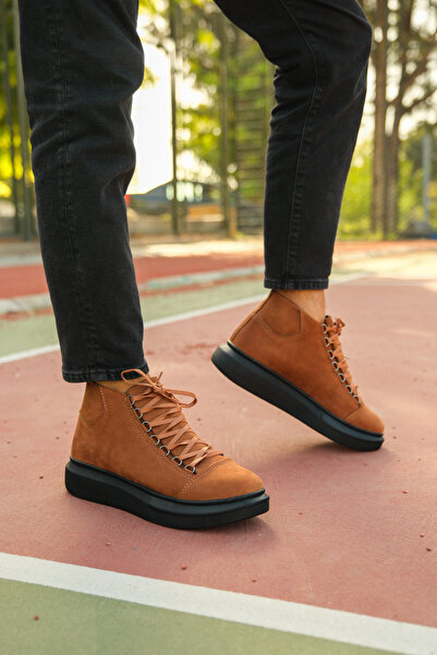 Riccon Ανδρικές Μπότες Suede Tan Μαύρες0012575