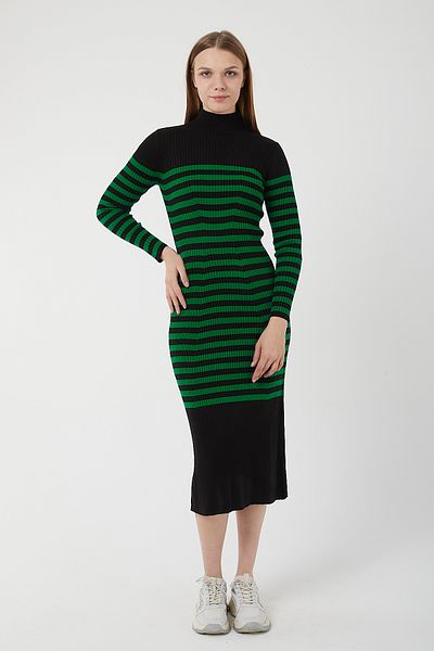 POODLE Rochie de tricotaje de damă cu dungi Midi