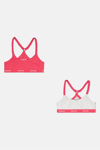 Hurley Toddlers Girl 2 Pieces Brand Logo Bralette, Pink