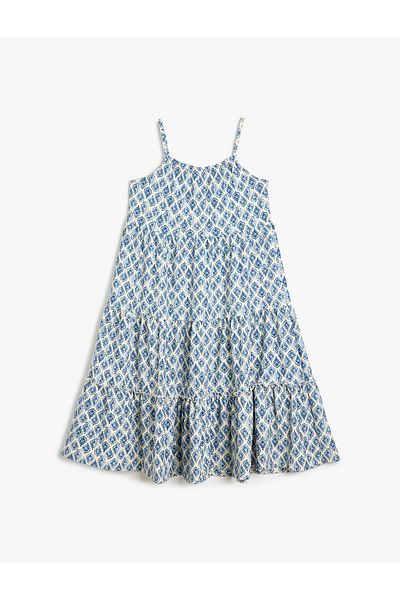 Koton Layered Patterned Thin Strap Mini Dress