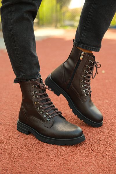 Riccon Brown Men's Zippered Boots 0012726