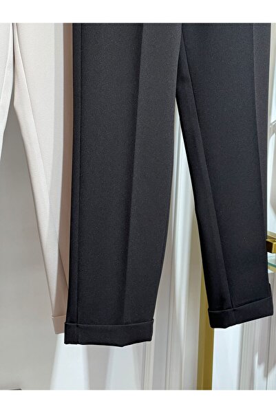 Genel Markalar Kadın Beli Lastikli Kahve Kumaş Pantolon