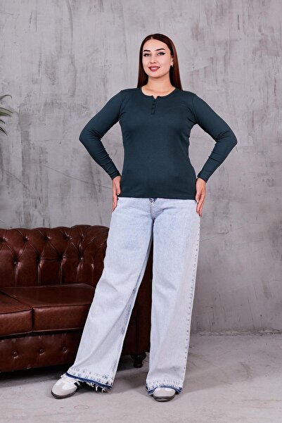 Siyezen Plus Size Cotton Lycra Button up Blouse