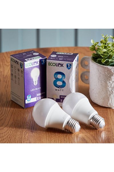 ecolink لمبة LED نهارية E27 بقوة 8 وات - مجموعة من قطعتين