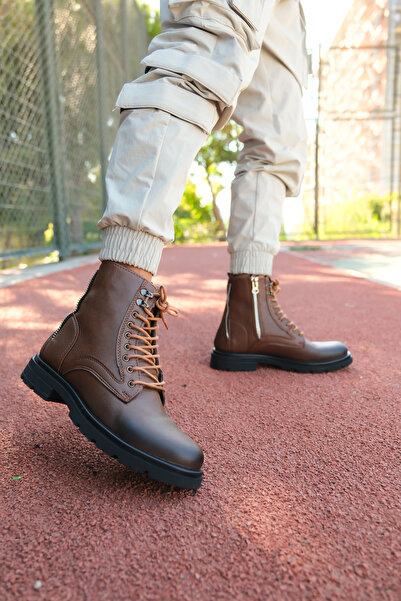 Riccon Erkek Fermuarlı Postal Bot 0012695 Taba