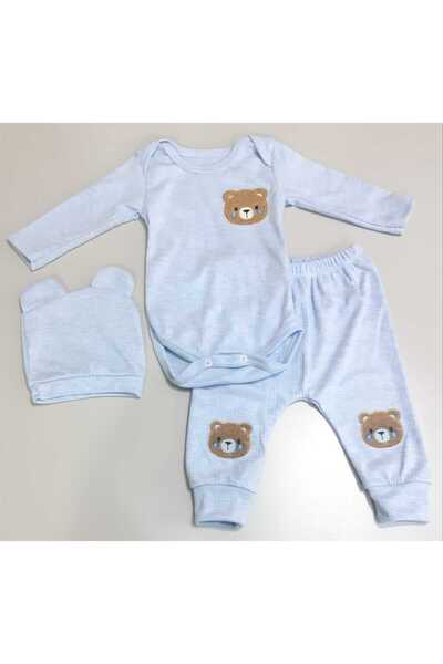 Sönmez Baby SÜZENE AYICIK BADİLİ PANTOLONLU ÜÇLÜ BEBE TAKIMI