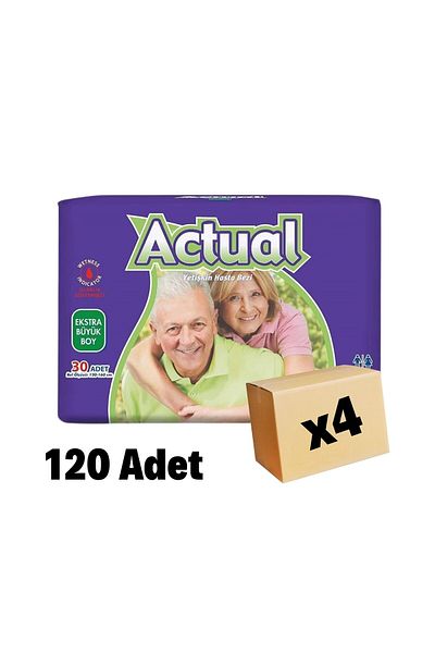 ACTUAL Pack of 4 Xlarge Size Extra Large Size Adult Patient Diapers 30x4 (120 Pieces)