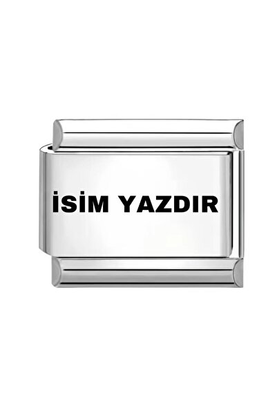 Sepetten Eve Kişiye Özel isim Yazılı italyan Charm Çelik hediyelik sevgiliye hediye