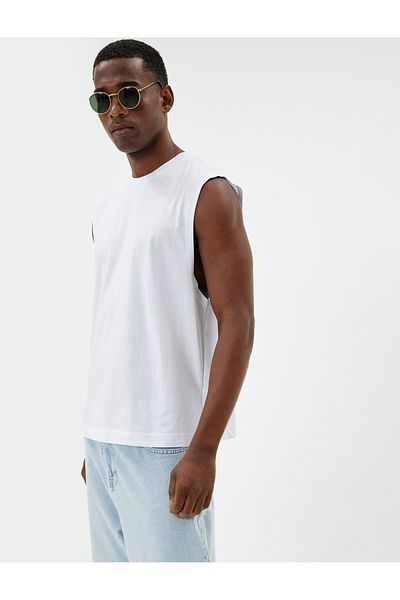 Koton Ärmelloses Basic-T-Shirt aus Baumwolle mit Rundhalsausschnitt