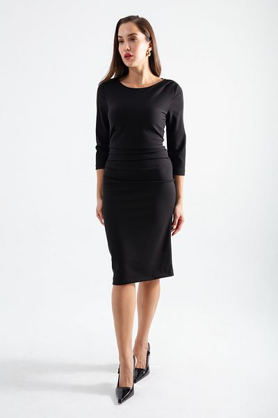 Lafaba Women's Black Crew Neck Midi Dress