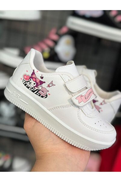 MECH BUTİK Kuromi Ayna Baskılı Beyaz Çırtlı Kız Çocuk Spor Ayakkabı