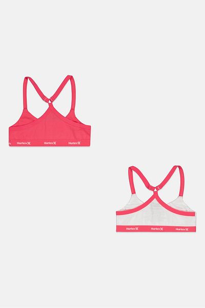 Hurley Toddlers Girl 2 Pieces Brand Logo Bralette, Pink