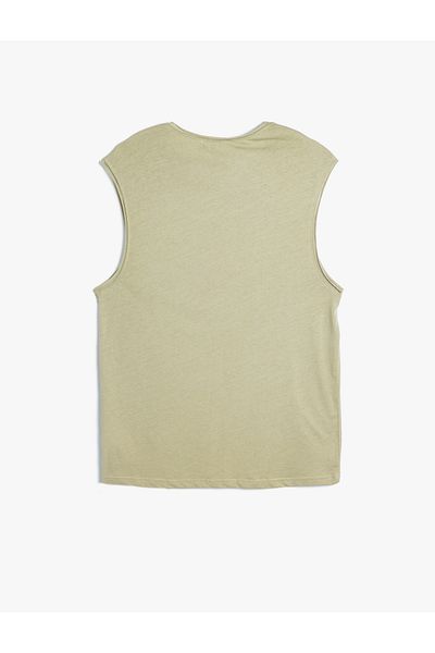 Koton Basic Sleeveless T-Shirt with Hollow Sleeve Label Detail and Crew Neck