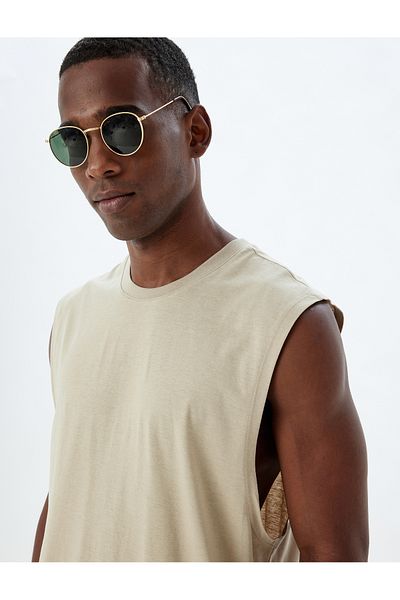Koton Ärmelloses Basic-T-Shirt aus Baumwolle mit Rundhalsausschnitt