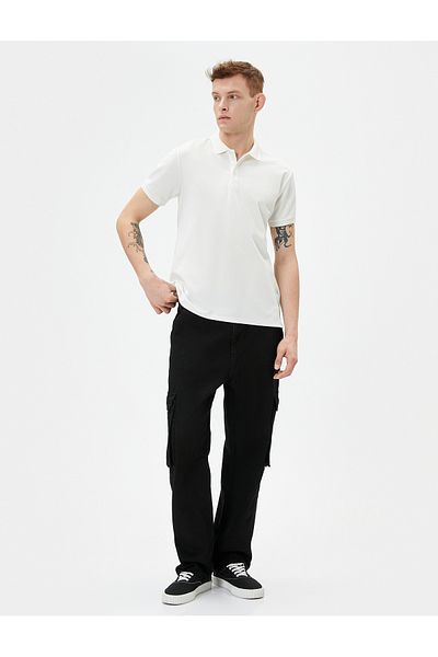 Koton Tričko Slim Fit s límečkem a krátkým rukávem