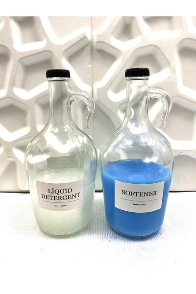 Karçiçeği Home Decorative Glass Detergent Softener-liquid Detergent Bottle with Black Cap 1.5lt (ENG)