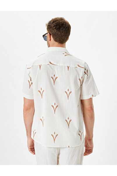 Koton Kısa Kollu Gömlek Etnik Desenli Pamuklu Regular Fit