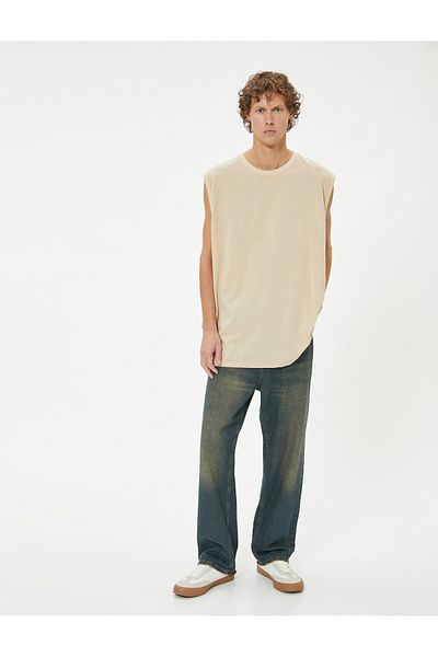Koton Ärmelloses Basic-T-Shirt aus Baumwolle mit Rundhalsausschnitt