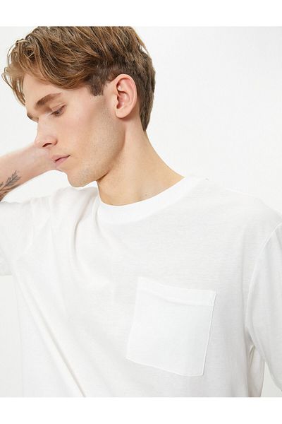 Koton Lightweight Short Sleeve Crew Neck T-Shirt - Single Pocket Detail