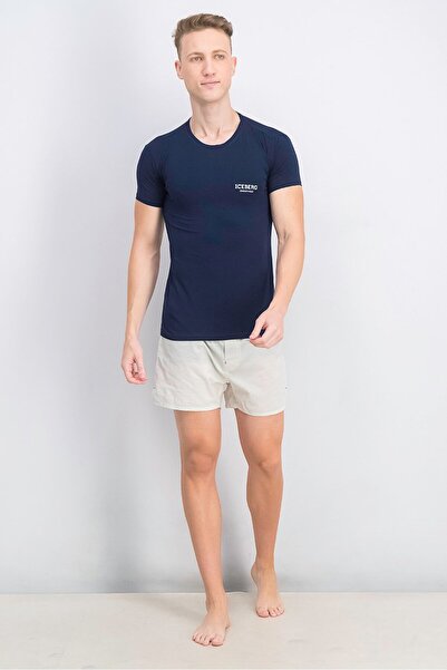 Iceberg Men Round Neck Short Sleeve T-shirt, Navy