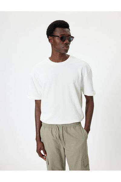 Koton Μπλουζάκι Cotton Blend Oversize με κοντό μανίκι Crew Neck