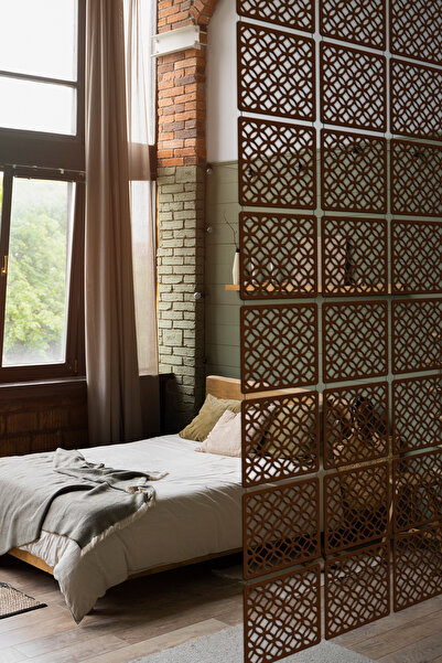 Artavessa 12 Parça Oda Bölücü Seperatör Mdf Paneller - Model 8 (Kahverengi)