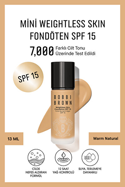 BOBBI BROWN Mini Weightless Skin Fondöten SPF 15 - Doğal ve Mat Bitişli - War...