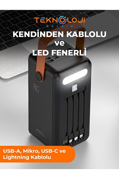 Teknoloji Gelsin Güneş Enerjili Solar Powerbank 80.000 mAh Dijital Göstergeli El Fenerli 4 Çıkış Taşınabilir Batarya