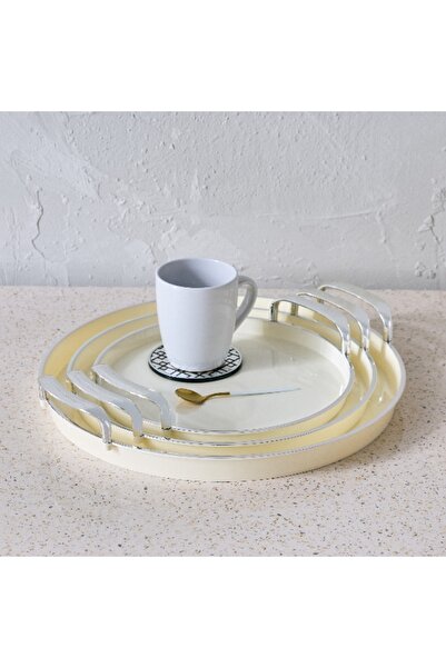 Home Box صينية دائرية أوريون بمقبض - مجموعة من 3 قطع