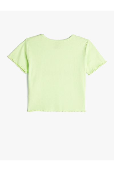 Koton Tricou Crop din bumbac - imprimeu câine, mânecă scurtă, gât rotund