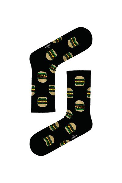 CARNAVAL SOCKS Черни тенис чорапи с шарка на хамбургер