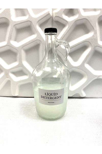 Karçiçeği Home Decorative Glass Liquid Detergent Bottle Black Cap 1.5lt (ENG)